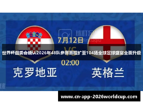 世界杯组委会确认2026年48队参赛赛程扩至104场全球足球盛宴全面升级 世界杯组委会确认2026年48队参赛赛程扩至104场全球足球盛宴全面升级